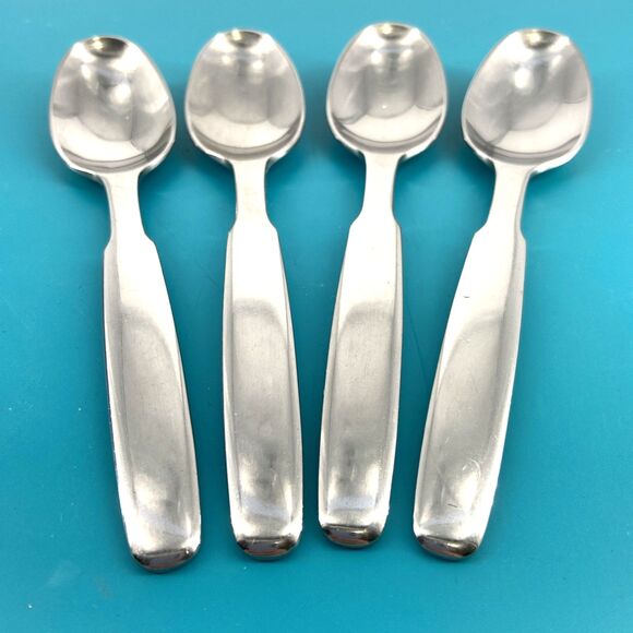 AS IS Towle Lauffer KRONOS Tea Spoons Stainless Steel Flatware Set of 4 Japan - Picture 2 of 11